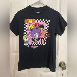 Cartoon Network Power Puff Girls Black and Pink Short Sleeve Graphic Tee